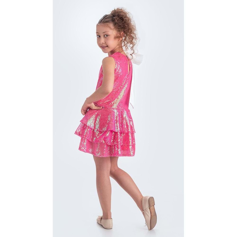 Payet Kumaş Kolsuz Kız Çoccuk Parti Elbise SB702