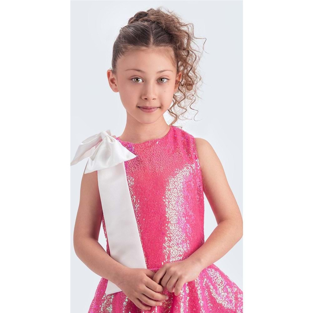 Payet Kumaş Kolsuz Kız Çoccuk Parti Elbise SB702