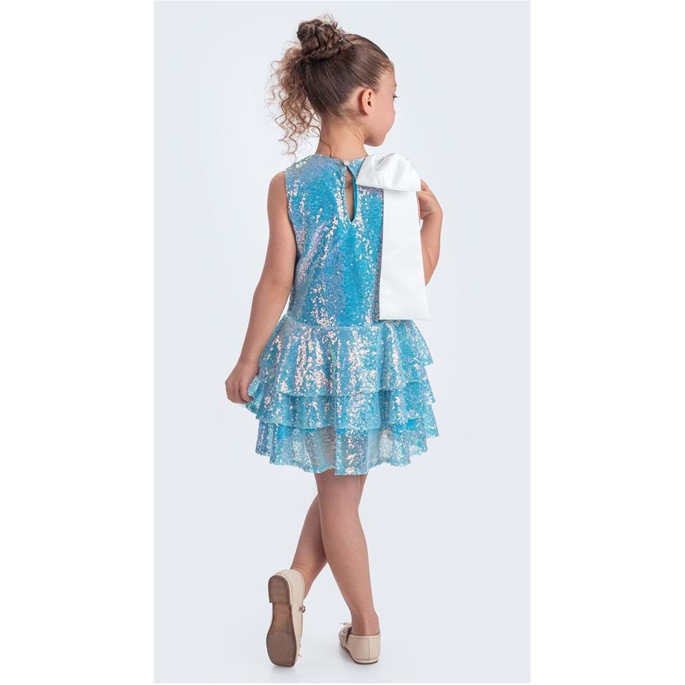 Payet Kumaş Kolsuz Kız Çoccuk Parti Elbise SB702