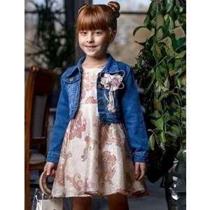 Jeans Ceketli Kız Çocuk Elbise SB721