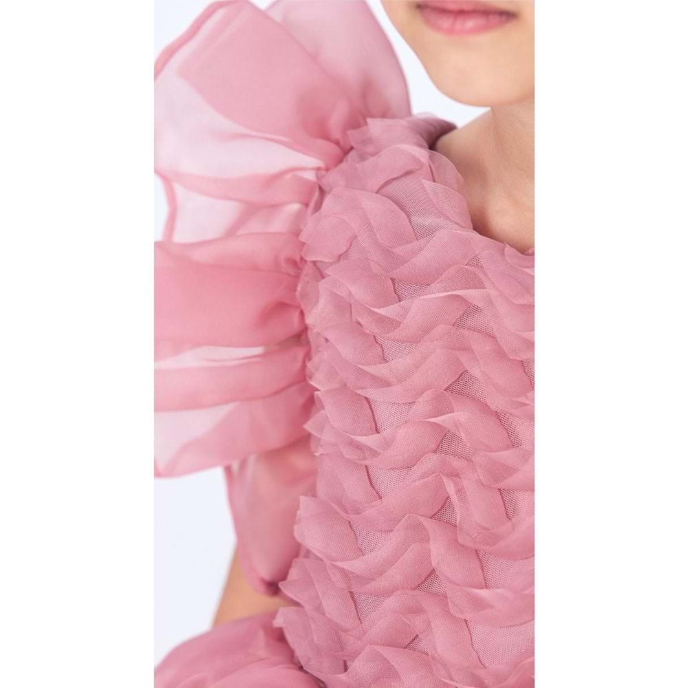 Robası Modelli Kız Çocuk Şifon Abiye