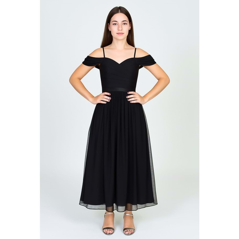 Kız Çocuk Şifon Destekli Garson Abiye