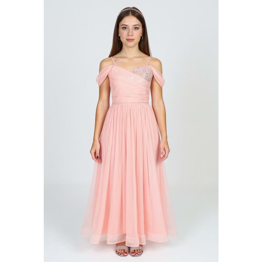 Kız Çocuk Şifon Destekli Garson Abiye