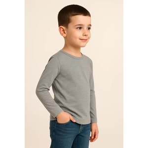 Likralı Uzun Kollu Okul Tişört