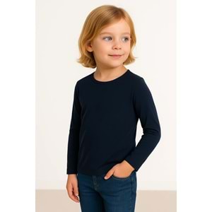 Likralı Uzun Kollu Okul Tişört