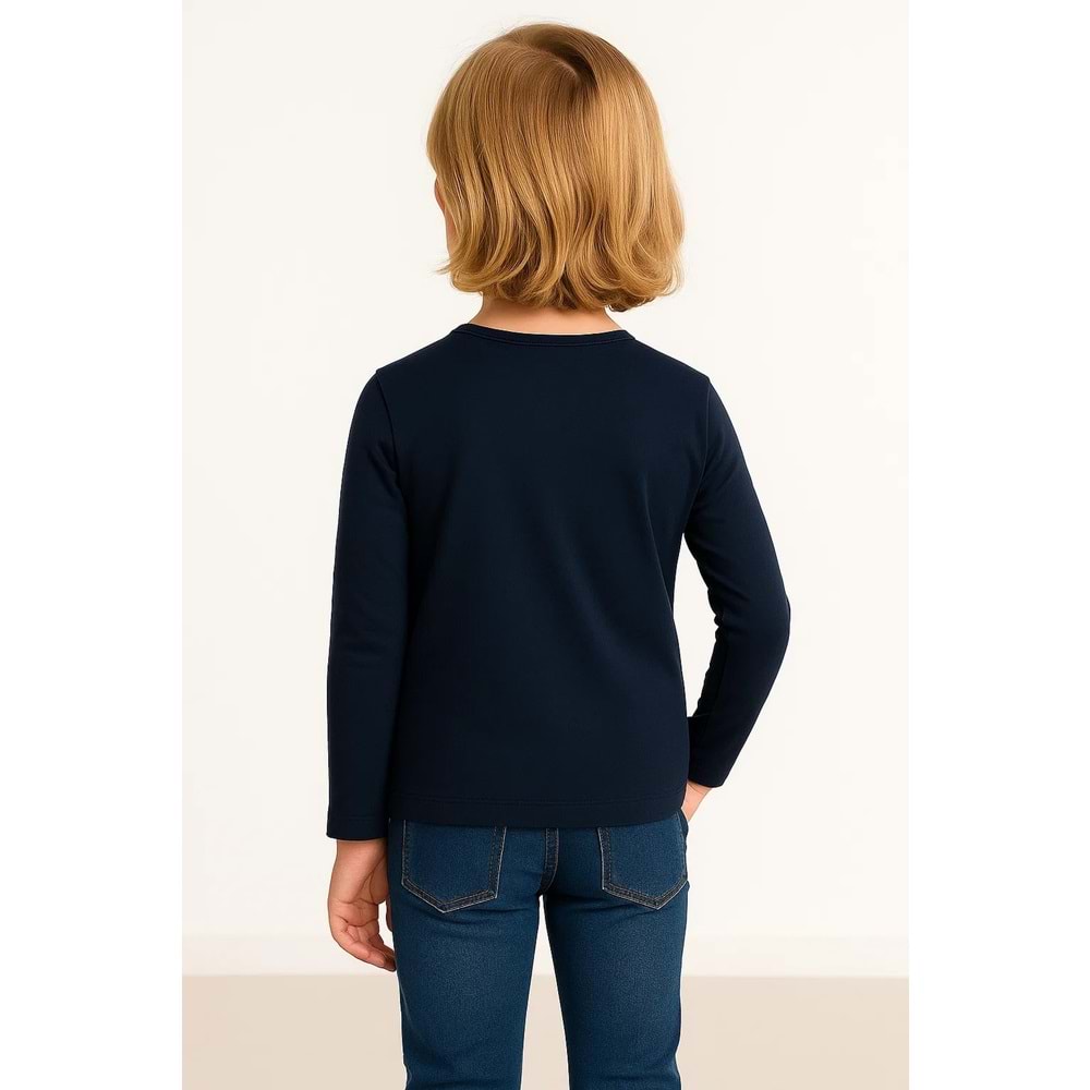 Likralı Uzun Kollu Okul Tişört