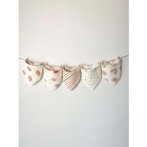 5'li Müslin Bebek Ağız Mendili, Mama Önlüğü M00750