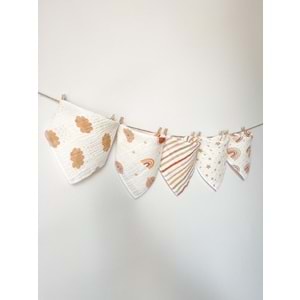 5'li Müslin Bebek Ağız Mendili, Mama Önlüğü M00750