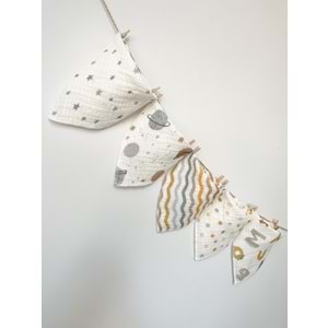 5'li Müslin Bebek Ağız Mendili, Mama Önlüğü M00750