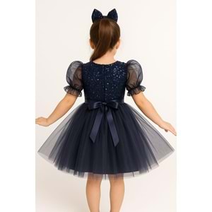 Tütü Etekli Balon Kol Kız Çocuk Elbise M00751