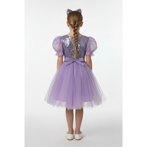 Tütü Etekli Balon Kol Kız Çocuk Elbise M00751