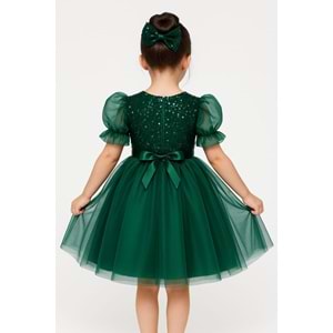 Tütü Etekli Balon Kol Kız Çocuk Elbise M00751