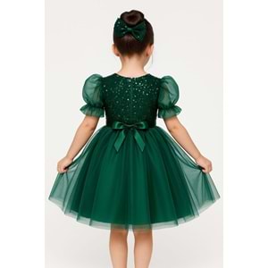 Tütü Etekli Balon Kol Kız Çocuk Elbise M00751