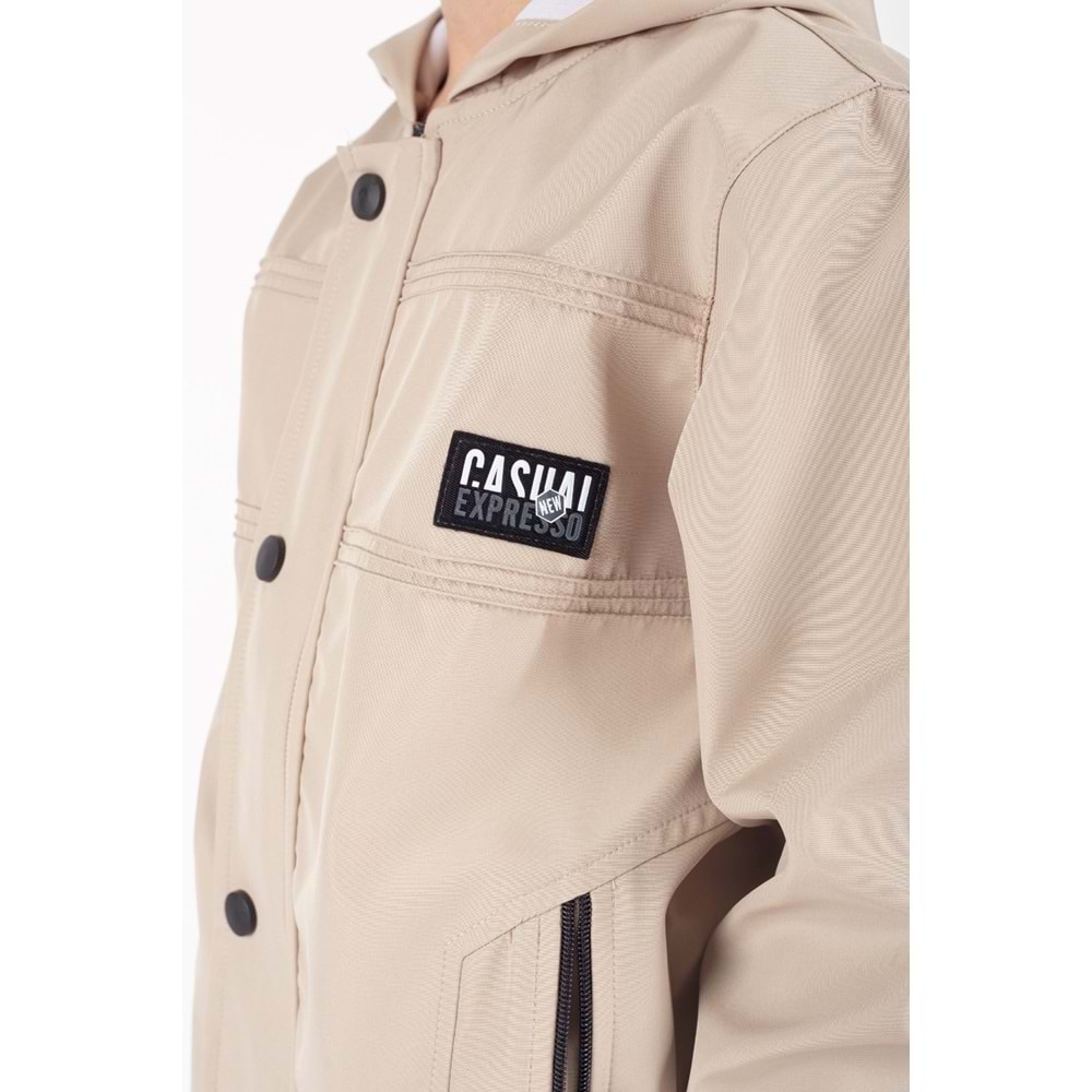 Erkek Çocuk Kapüşonlu Cepli Yağmurluk