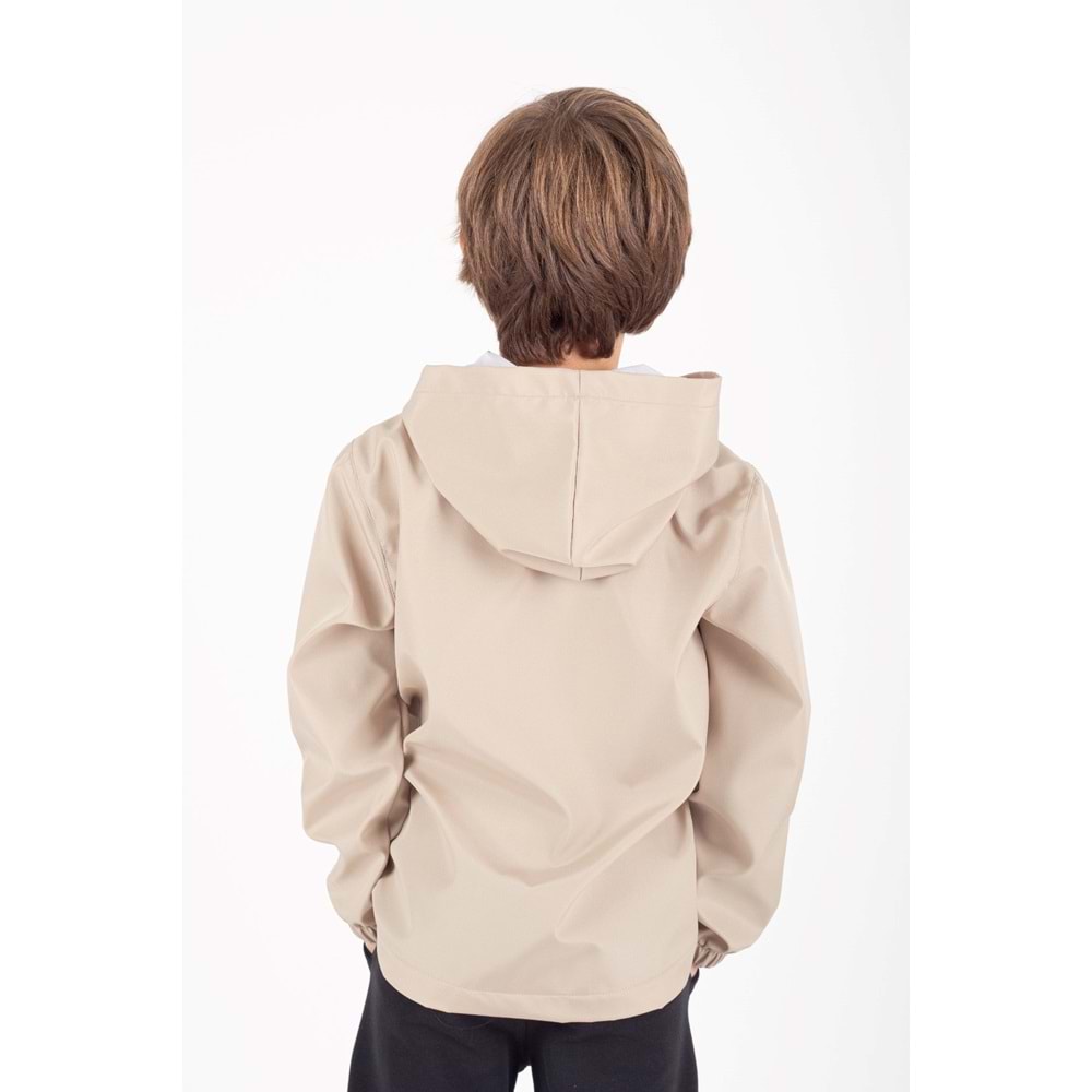 Erkek Çocuk Kapüşonlu Cepli Yağmurluk