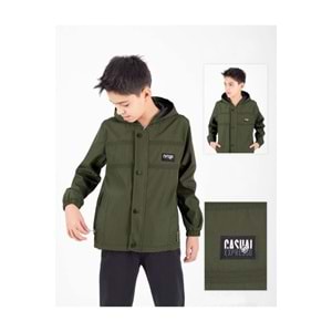 Erkek Çocuk Kapüşonlu Cepli Yağmurluk