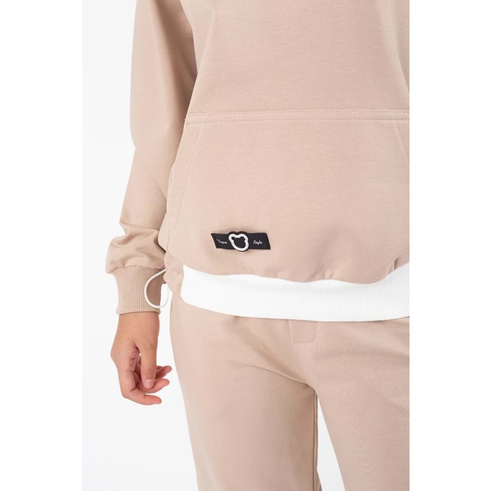 Kız Çocuk Arma Detaylı Lastikli Tarz Eşofman Takım