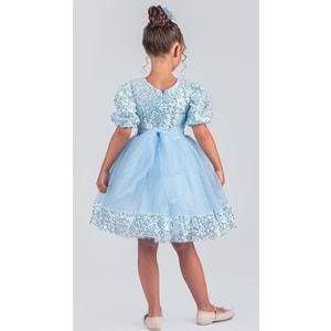 Etek Ucu Pul Detaylı Kız Çocuk Elbise