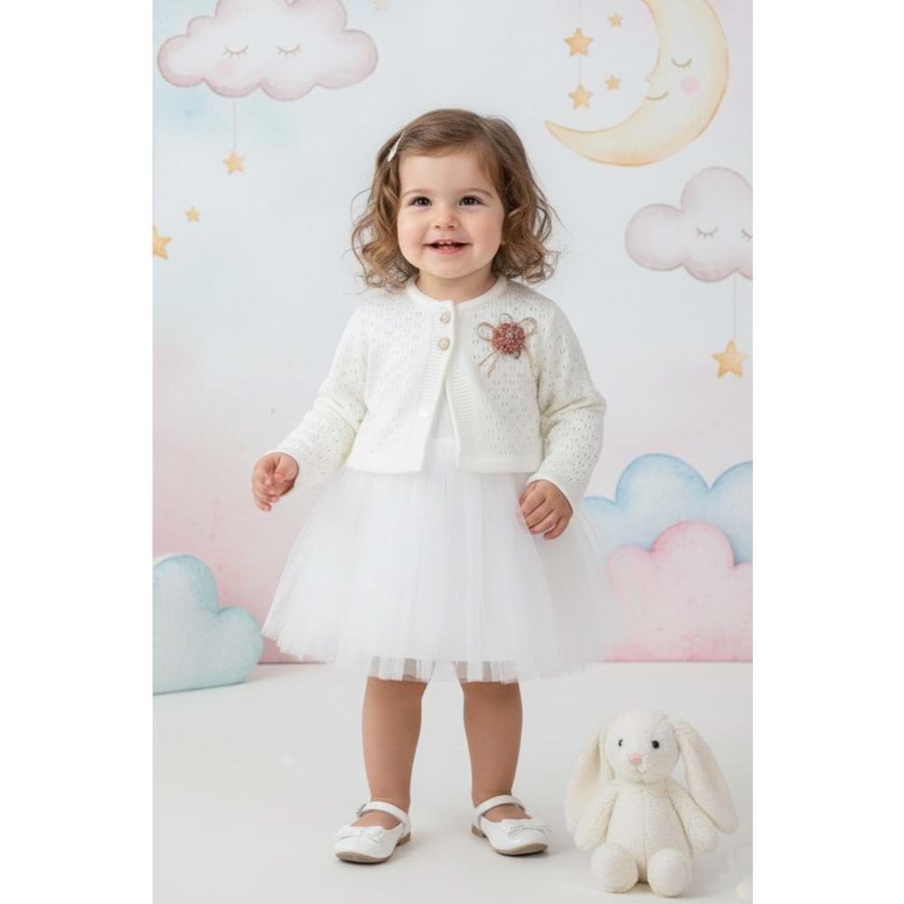 Kız Bebek Bolerolu Tütülü Elbise