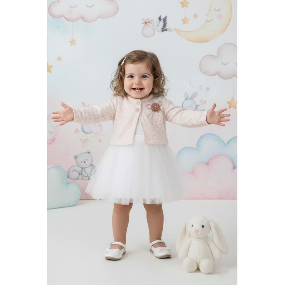 Kız Bebek Bolerolu Tütülü Elbise