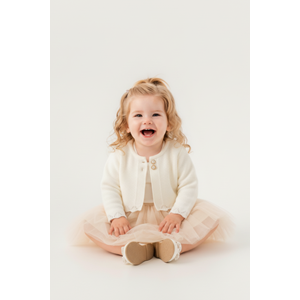 Kız Bebek Simli Triko Bolerolu Tütülü Elbise