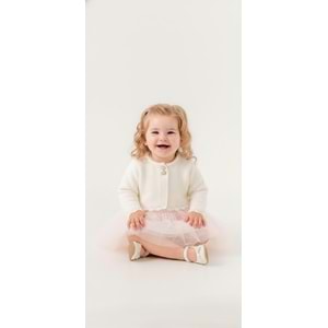 Kız Bebek Simli Triko Bolerolu Tütülü Elbise