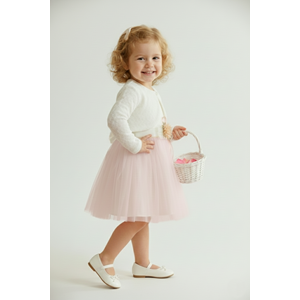 Kız Bebek Bolerolu Çiçek Motif Tütülü Elbise