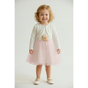 Kız Bebek Bolerolu Çiçek Motif Tütülü Elbise