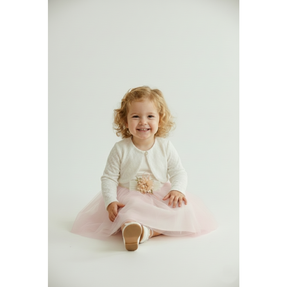 Kız Bebek Bolerolu Çiçek Motif Tütülü Elbise