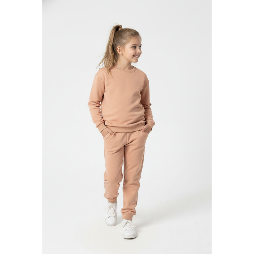 Baskısız, Cepli Çocuk 2 İplik Pijama Takımı M00776
