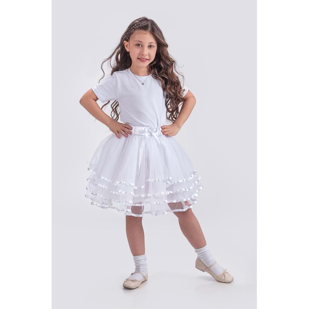 Saten Şerit Katlı Kız Çocuk Tütü Etek M00781