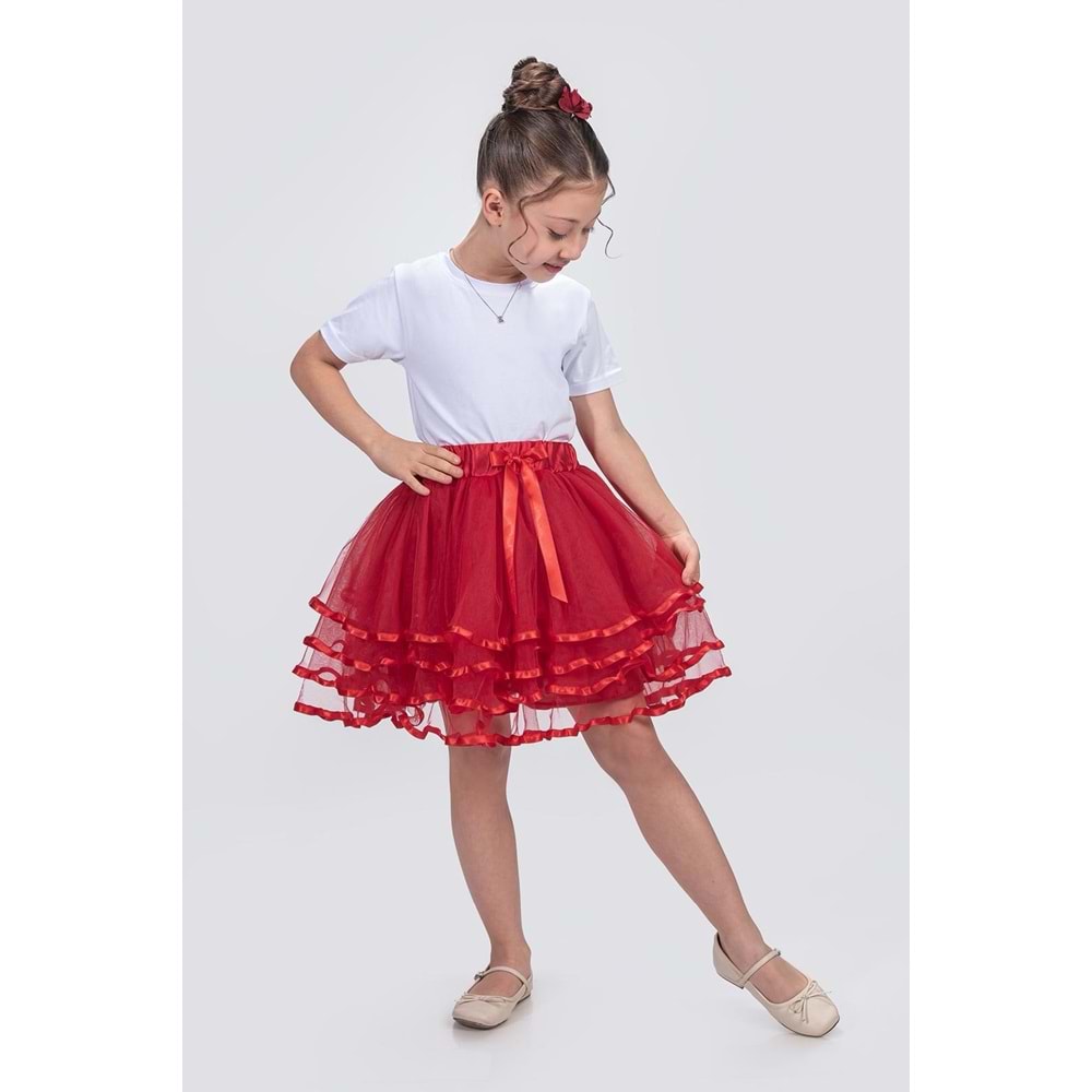 Saten Şerit Katlı Kız Çocuk Tütü Etek M00781
