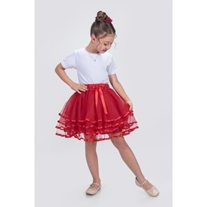 Saten Şerit Katlı Kız Çocuk Tütü Etek M00781