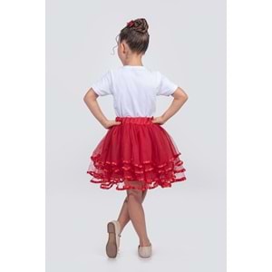 Saten Şerit Katlı Kız Çocuk Tütü Etek M00781