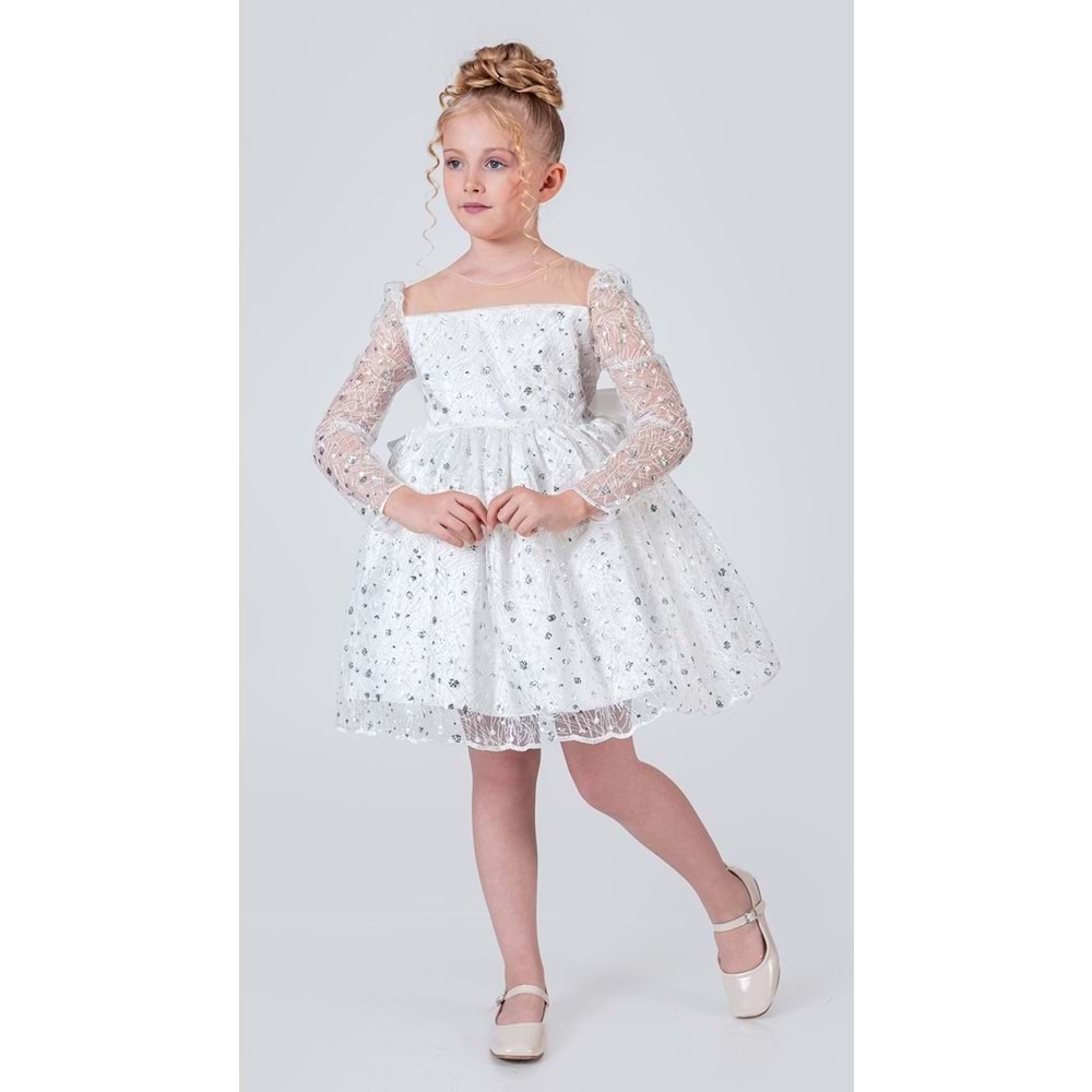 Sırt Büyük Kurdelalı Kız Çocuk Abiye Elbise