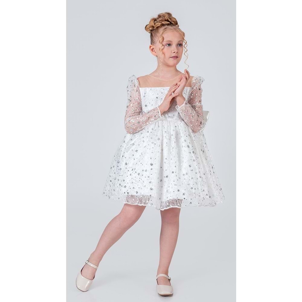 Sırt Büyük Kurdelalı Kız Çocuk Abiye Elbise