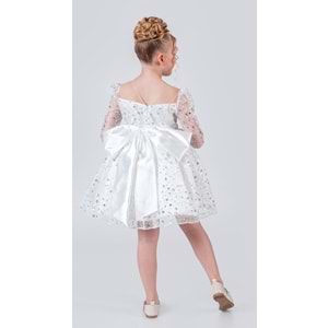 Sırt Büyük Kurdelalı Kız Çocuk Abiye Elbise