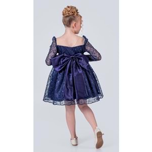 Sırt Büyük Kurdelalı Kız Çocuk Abiye Elbise