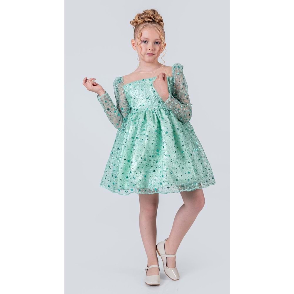 Sırt Büyük Kurdelalı Kız Çocuk Abiye Elbise