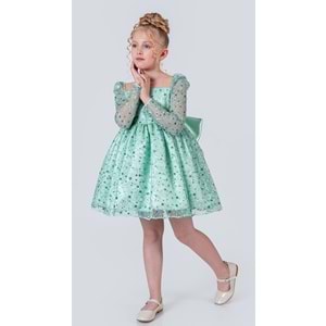 Sırt Büyük Kurdelalı Kız Çocuk Abiye Elbise