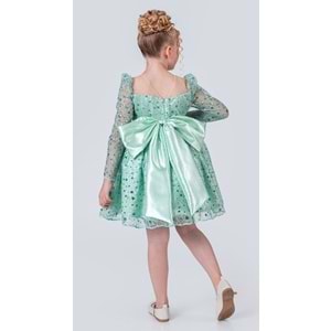 Sırt Büyük Kurdelalı Kız Çocuk Abiye Elbise