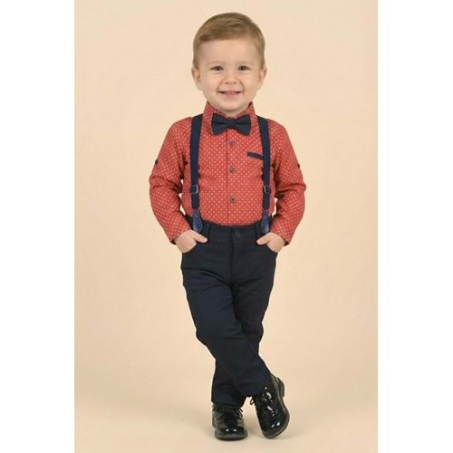 Askı Papyonlu Erkek Bebek Gömlekli Takım M00785