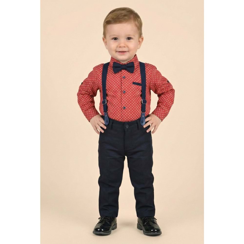 Askı Papyonlu Erkek Bebek Gömlekli Takım M00785