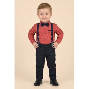 Askı Papyonlu Erkek Bebek Gömlekli Takım M00785