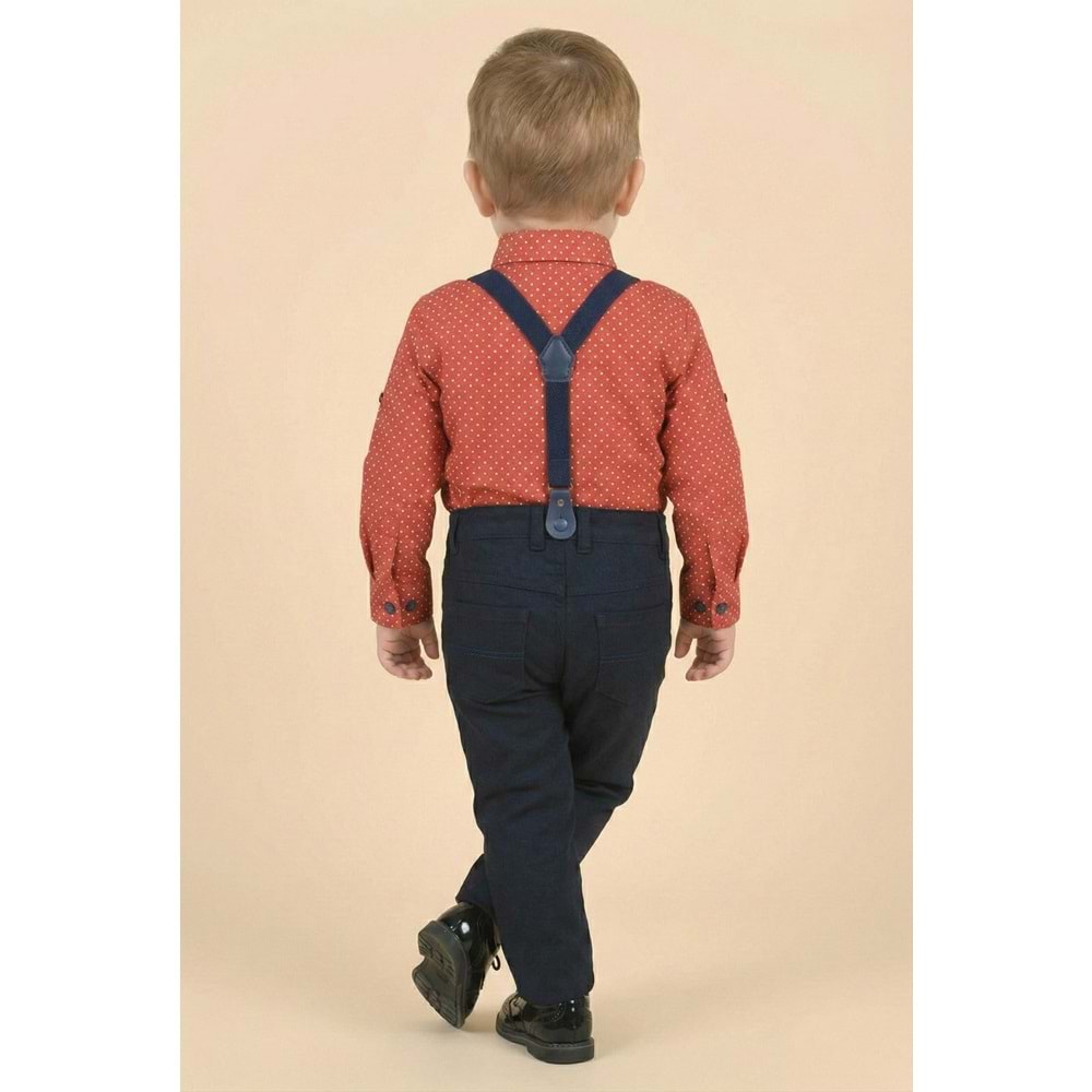 Askı Papyonlu Erkek Bebek Gömlekli Takım M00785