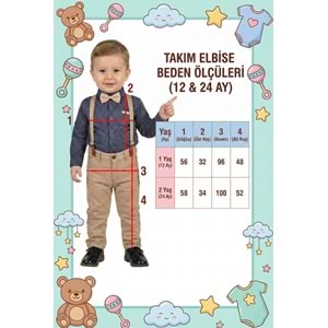 Askı Papyonlu Erkek Bebek Gömlekli Takım M00785