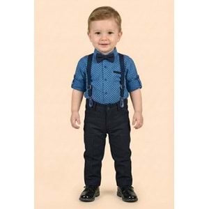 Askı Papyonlu Erkek Bebek Gömlekli Takım M00785