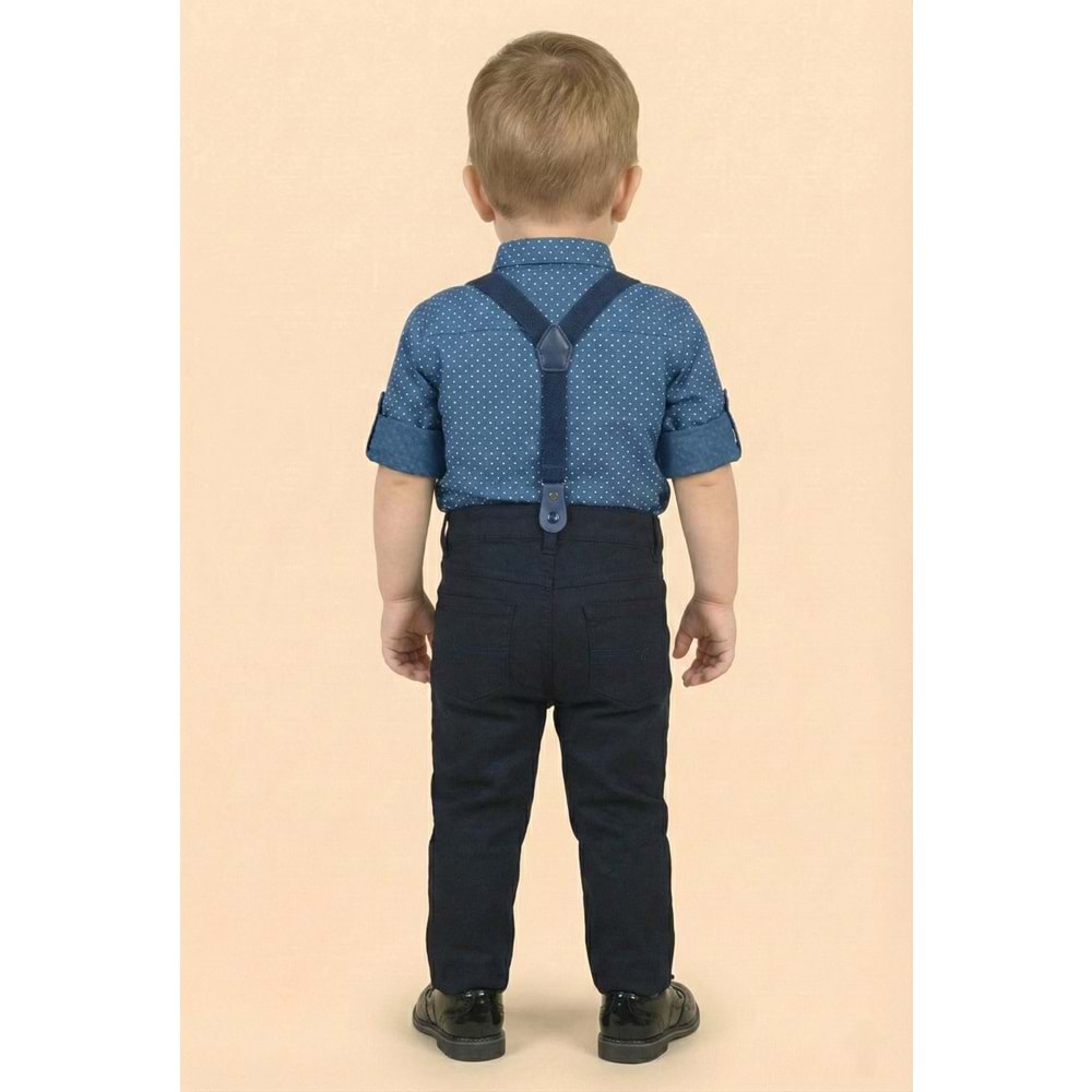 Askı Papyonlu Erkek Bebek Gömlekli Takım M00785