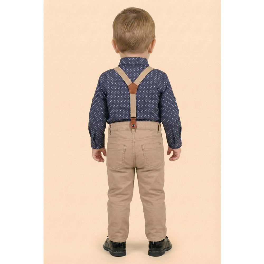 Askı Papyonlu Erkek Bebek Gömlekli Takım M00785