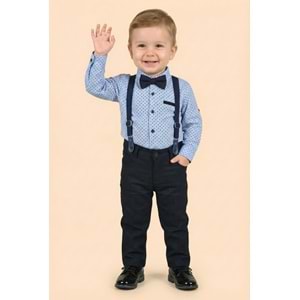 Askı Papyonlu Erkek Bebek Gömlekli Takım M00785